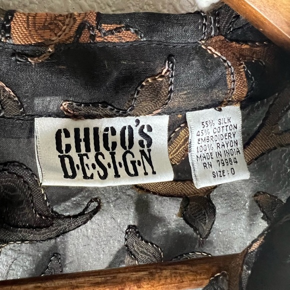 Chicos Design Silk Blend Women’s Long Sleeve Button Front Sheer Shirt Blouse - Picture 8 of 10